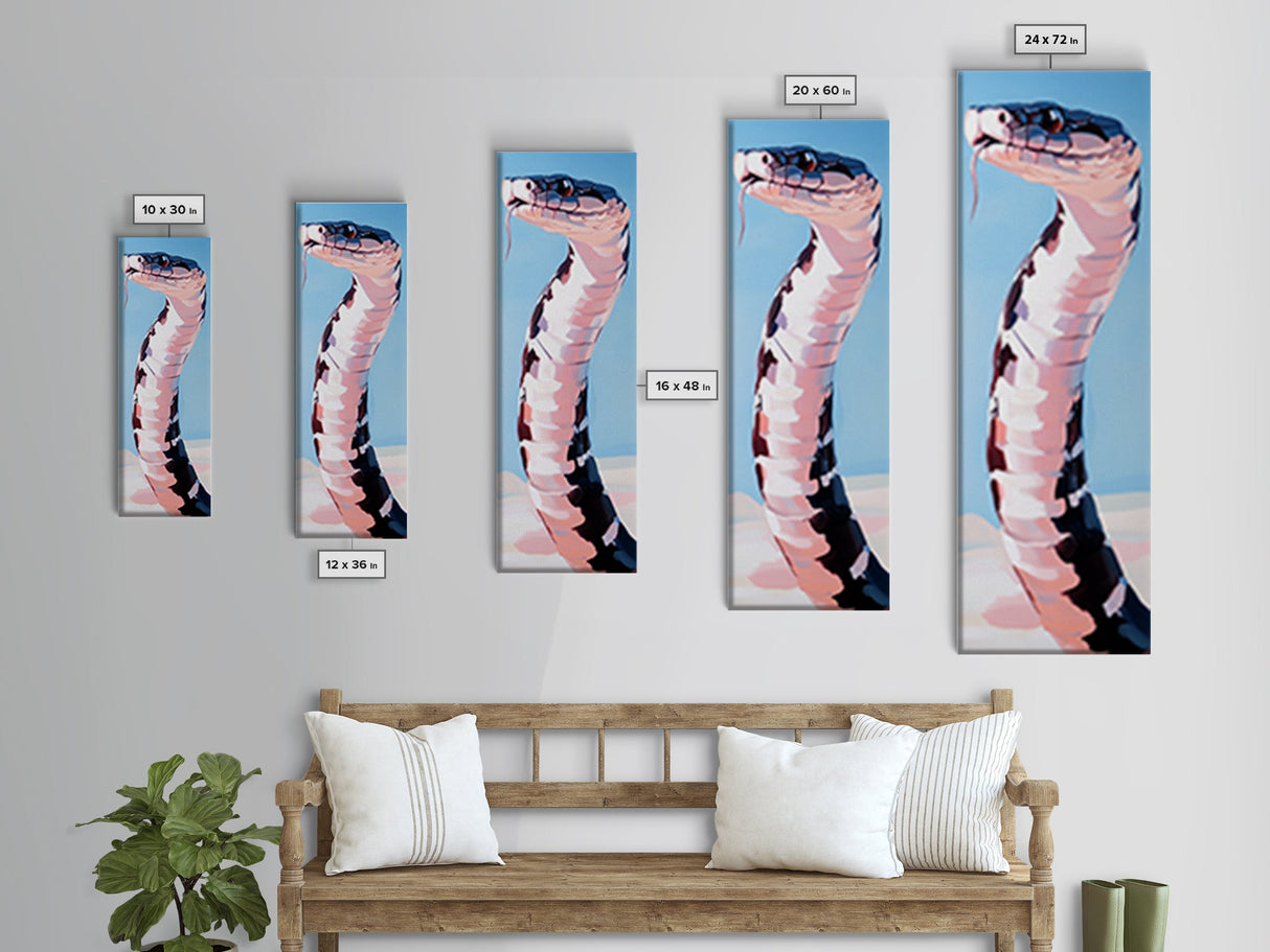 Black and White Snake Pink Canvas Print, Moody Art, Minimalist Art, Vertical Wall Art, Rustic Decor, Gift Idea Him
