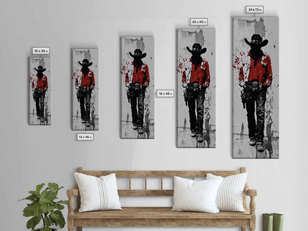 Gunslinger Cowboy Art, Framed Canvas Print, cowgirl painting, rustic wall art, moody art, gift idea, southwest wall art, vintage art