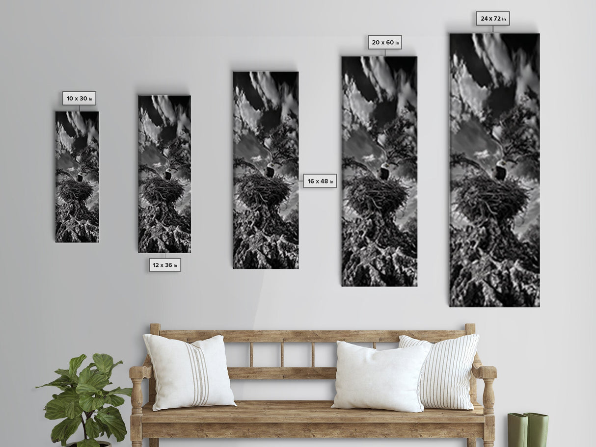 Bald Eagle Nest ,Framed Canvas Print, bird art, moody art, rustic décor, farmhouse art, gift idea, southwest wall art, landscape painting