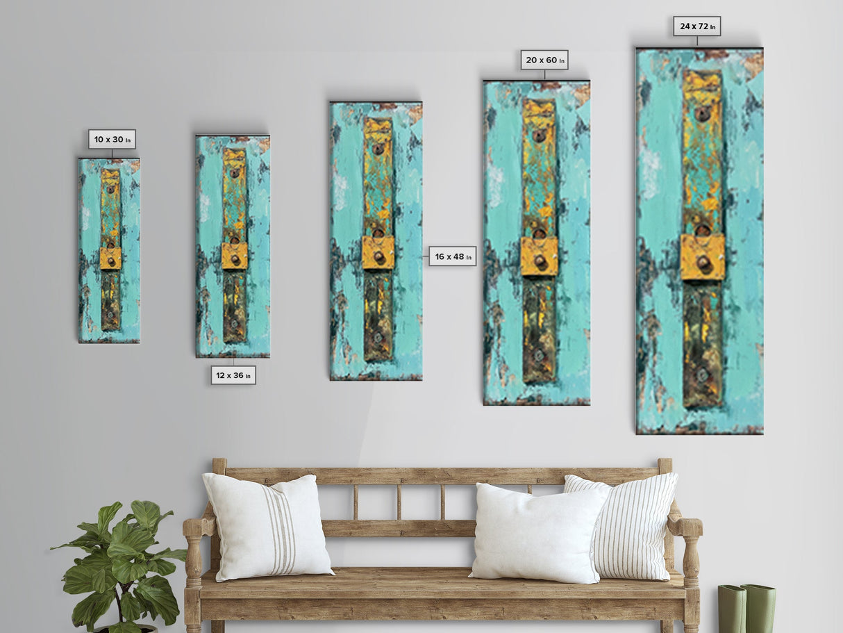 Textured Rustic Art, Canvas Print, Wabi Sabi Wall Art, Teal Wall Art, Abstract Minimalist Art, Tall Narrow Art, Farmhouse Decor