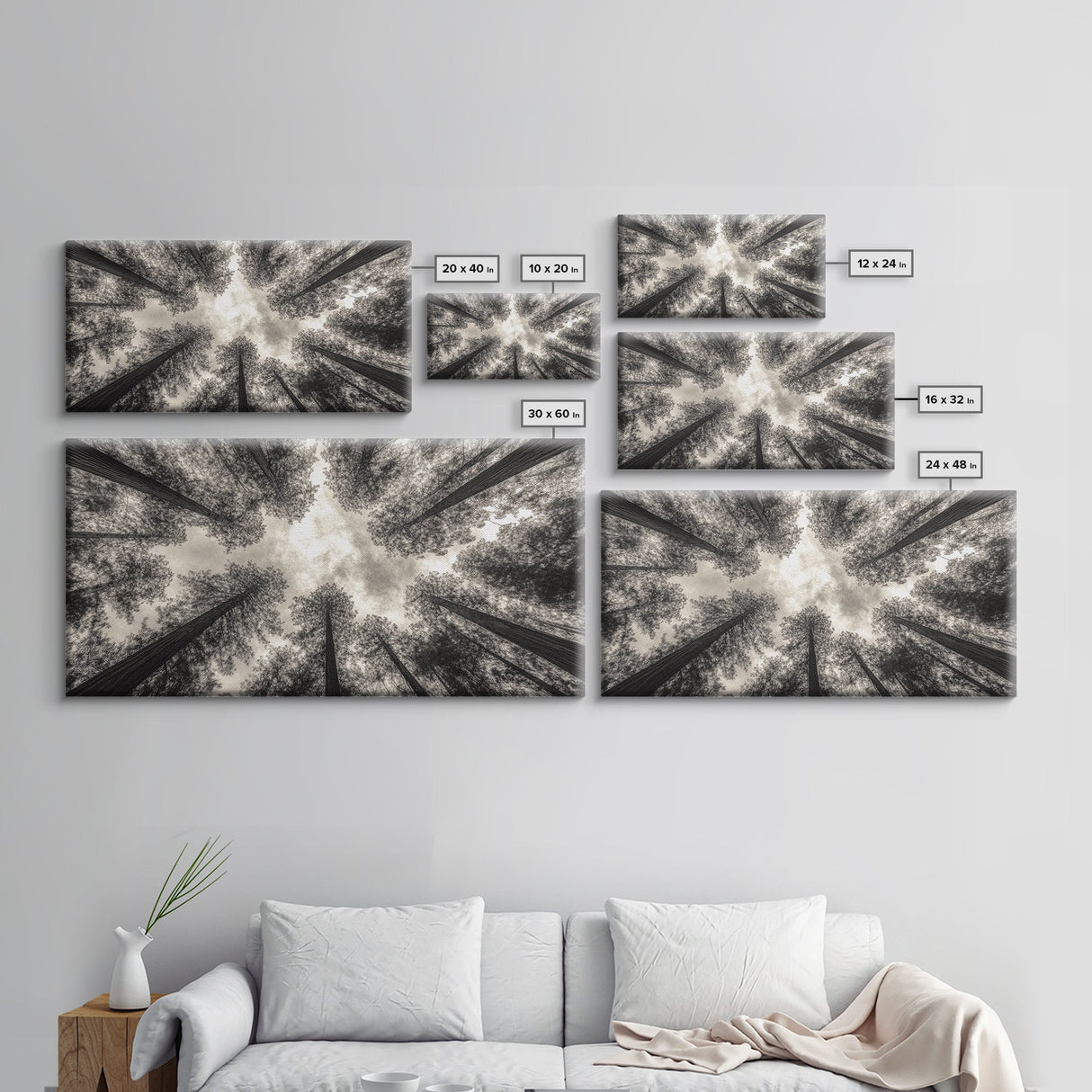 Redwood Trees, Pine Tree Art, Nature Photography, Joshua Tree Art, Extra Wide Art, Forest at Dusk Painting, Canvas Print