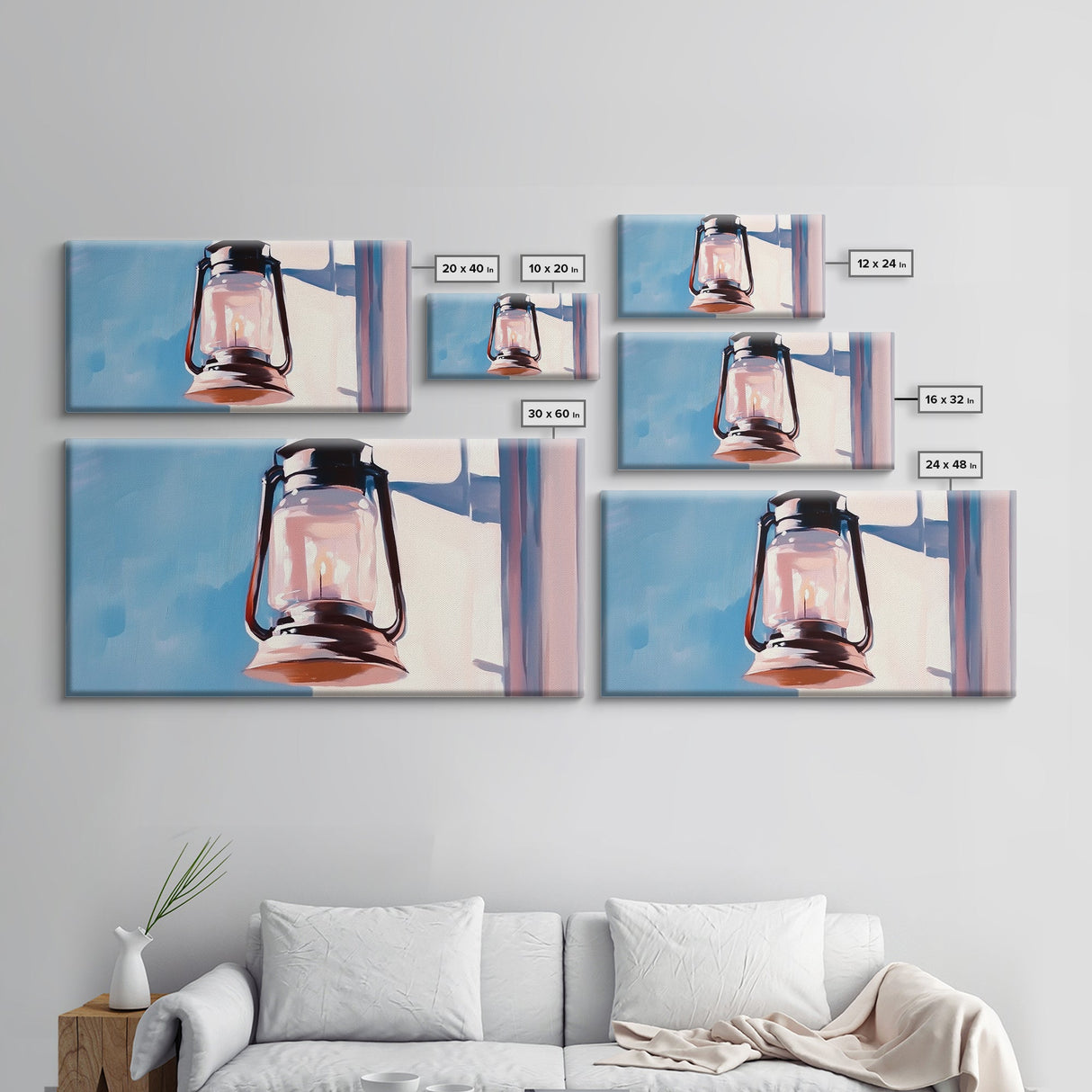 Lantern Painting, Rustic Decor, Farmhouse Art, Wabi Sabi Art, Southwest Wall Art, Moody Art, Light Pink Wall Art, Framed Canvas Print, Minimalist Art