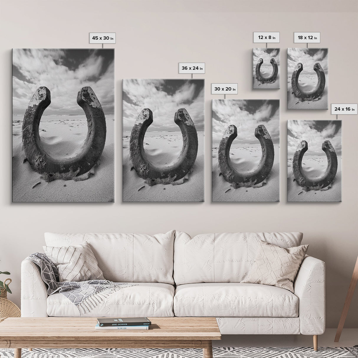 Horseshoe art, western decor, rustic wall art, wabi sabi wall art, moody photography, minimalist art, canvas print, living room art