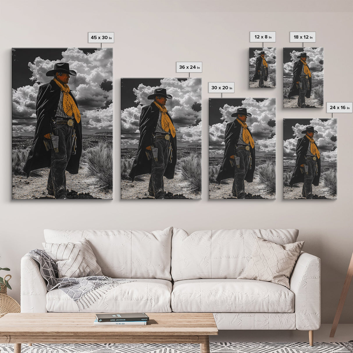 Cowboy Art, Western Wall Art, Black Cowgirl Painting, Southwest Decor, Moody Art, Rustic Home Decor, Framed Canvas Print, Gift Idea