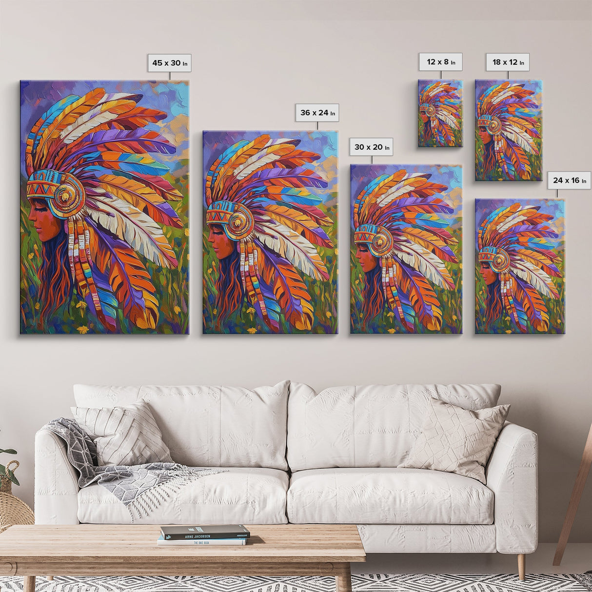 Native American Headdress, Goddess Art Print, Afrocentric Wall Art, Southwest Wall Art, Boho Art, Canvas Print, Rustic Wall Art