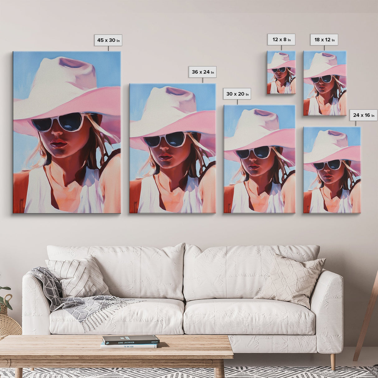 Coastal Cowgirl Painting, Black Cowgirl Art, Western Fashion Art, Moody Art, Southwest Wall Art, Canvas Print, Rustic Decor, Boho Art
