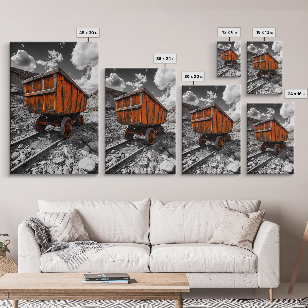 Old Mine Cart, Rustic Decor, Southwest Wall Art, Industrial Art, Wabi Sabi Wall Art, Moody Art, Canvas Print, Gift Idea