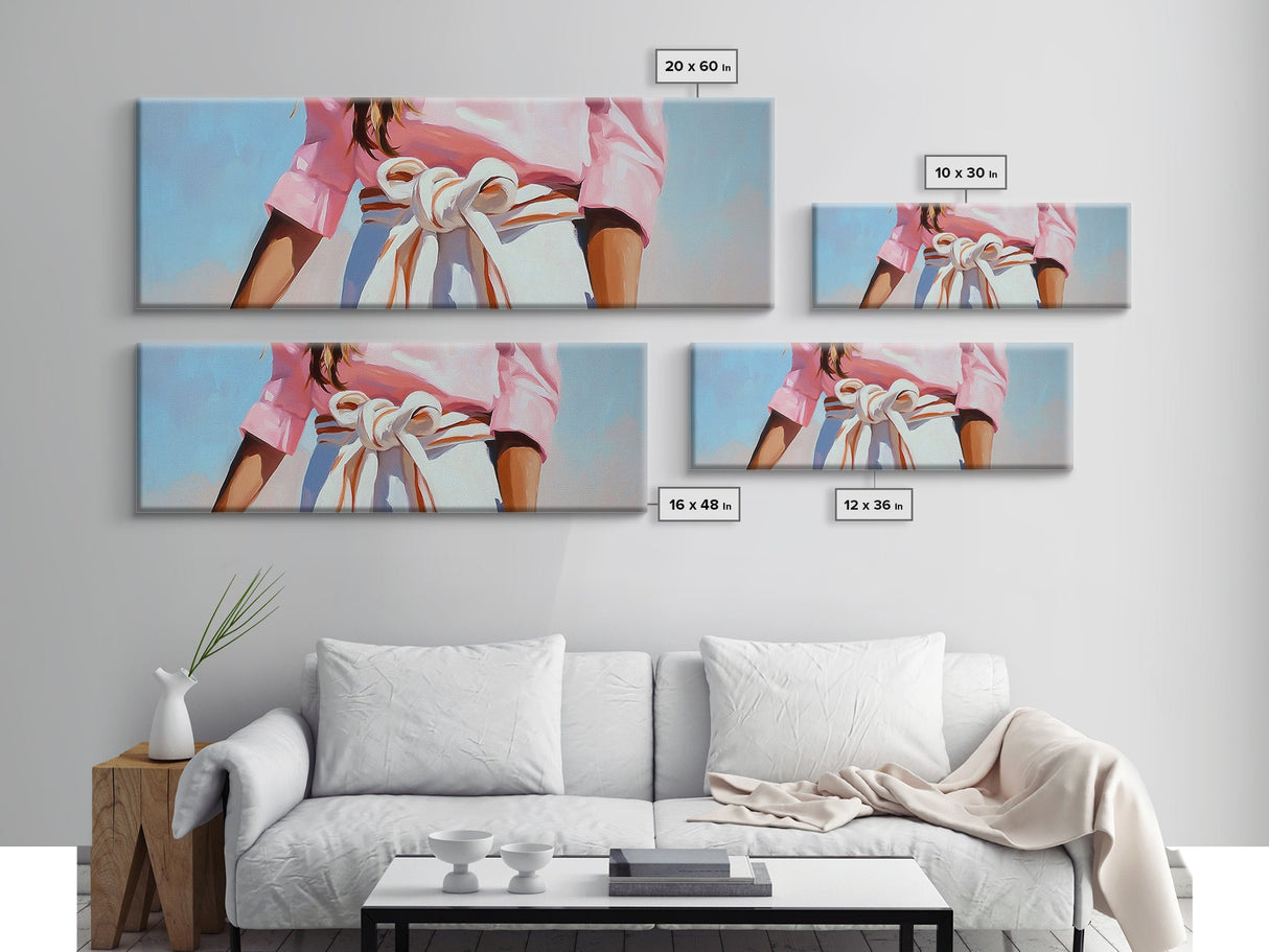 Minimalist Art, Framed Canvas Print, Fashion Illustration, Pink Wall Art, Modern Decor, Extra Wide Art, Light Pink Wall Art, Bedroom Art