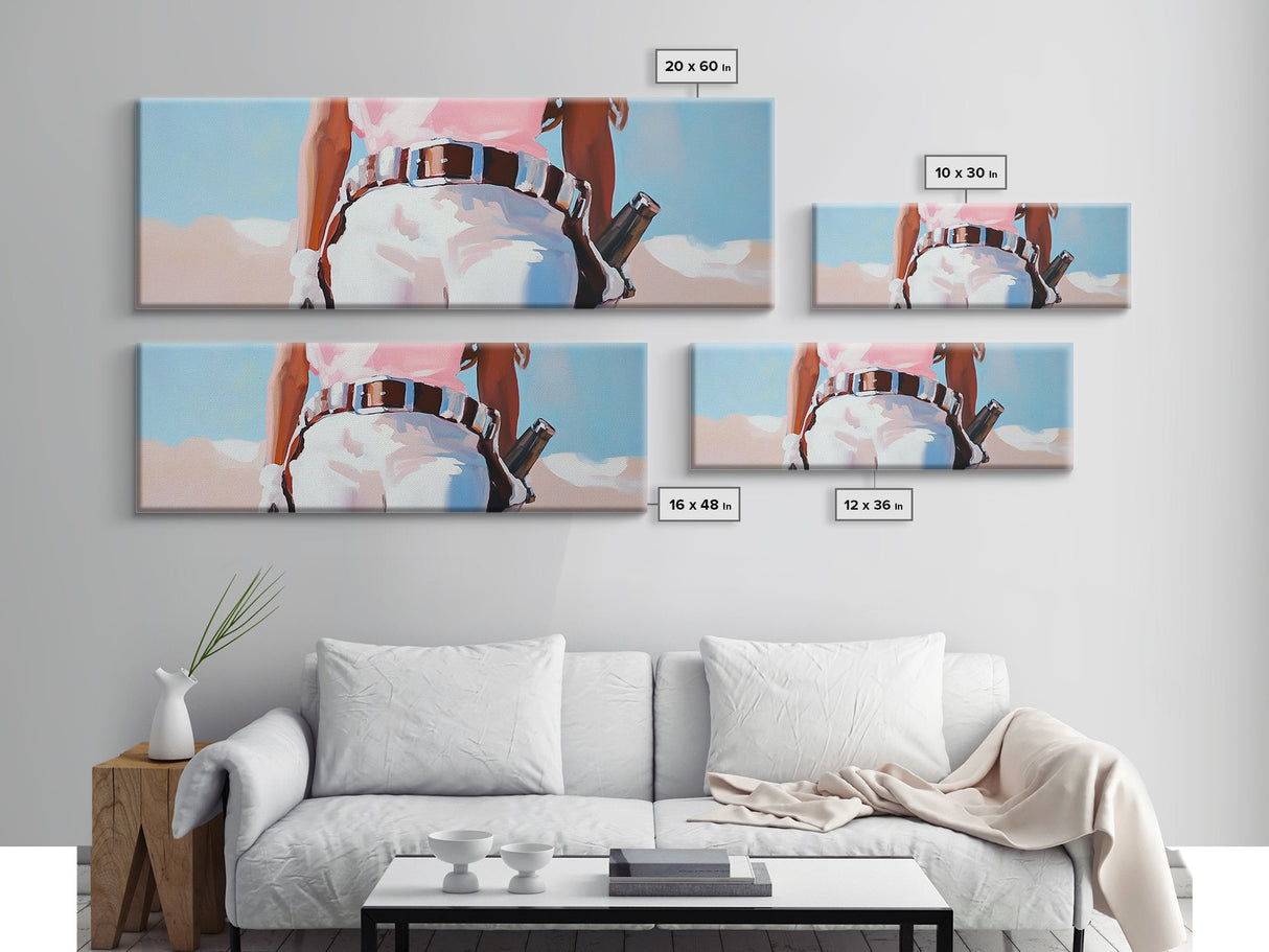 Cowgirl Painting, black cowgirl painting, western wall art, coastal cowgirl wall art, rustic decor, vibrant art, framed canvas print