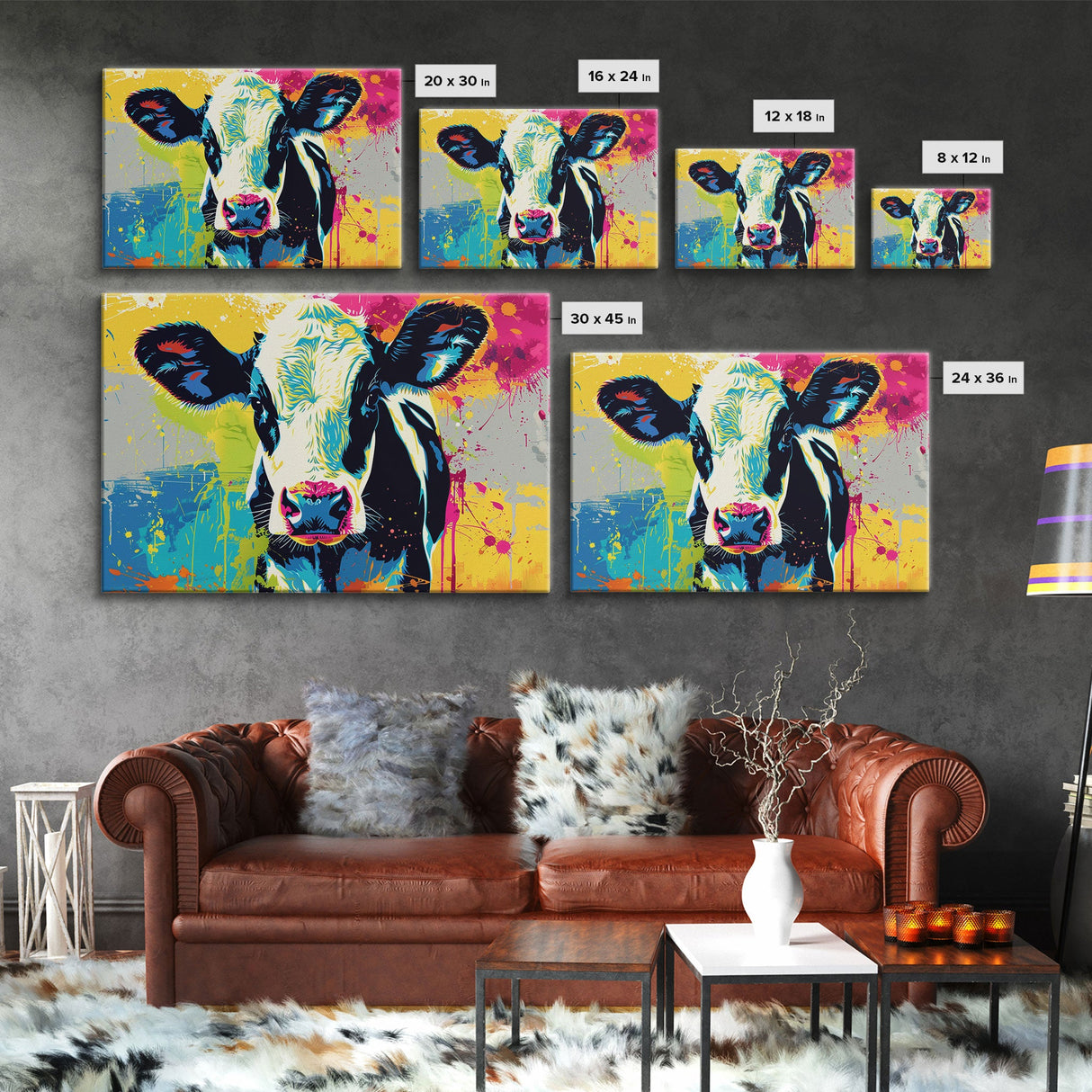 Cow Wall Art, Cow Print, Cow Wallhanging, Farmhouse Decor, Country Western Decor, Cow Lover Gift, Framed Canvas Print Or Metal Art Print
