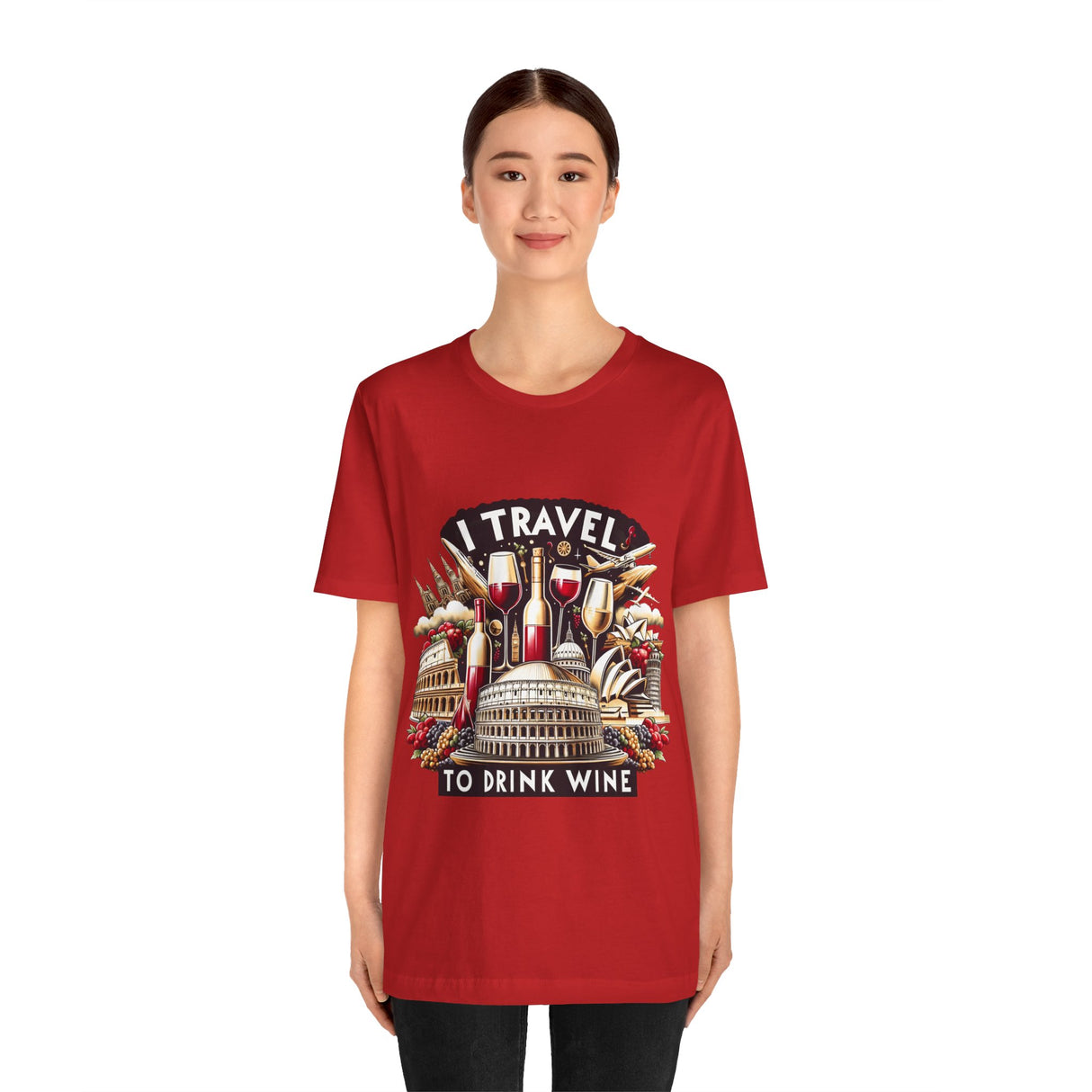 "I Travel to Drink Wine" full color T-shirt