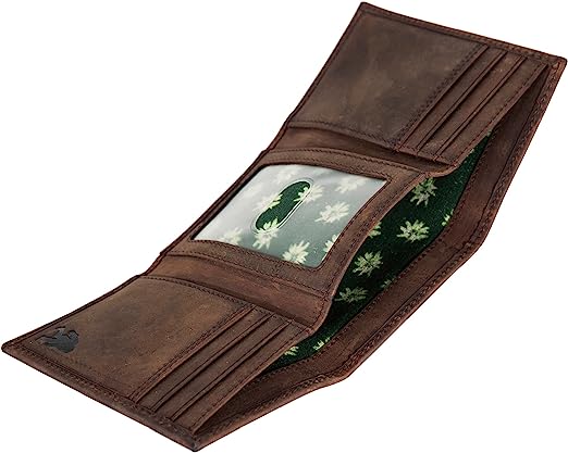 Leather Trifold Wallet with Embossed Sasquatch