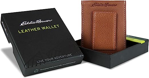 Top Stitch Magnetic Leather Card Case by Eddie Bauer