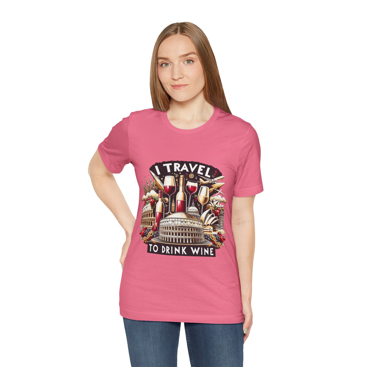 "I Travel to Drink Wine" full color T-shirt