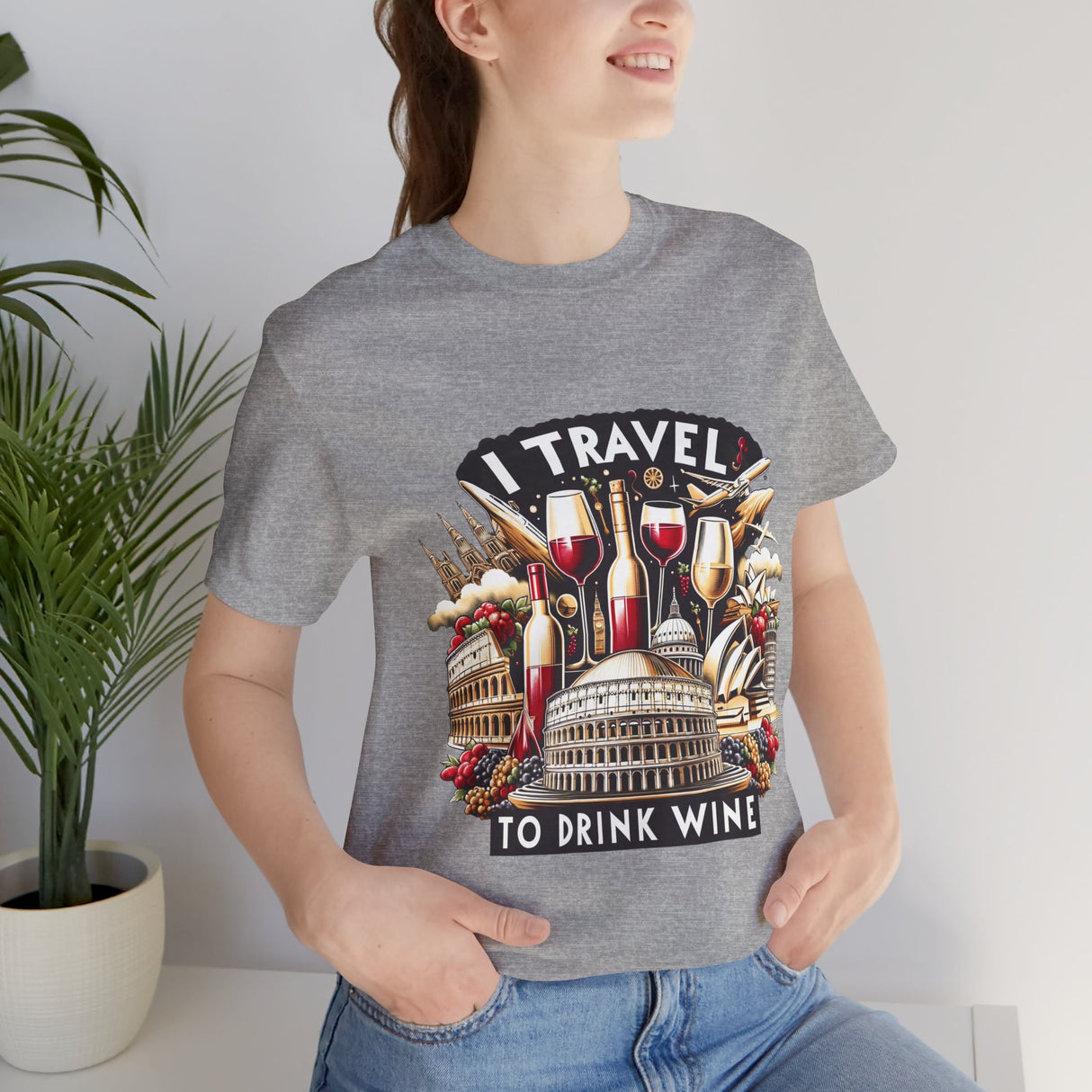 "I Travel to Drink Wine" full color T-shirt