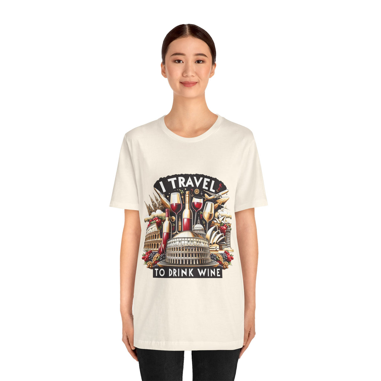 "I Travel to Drink Wine" full color T-shirt
