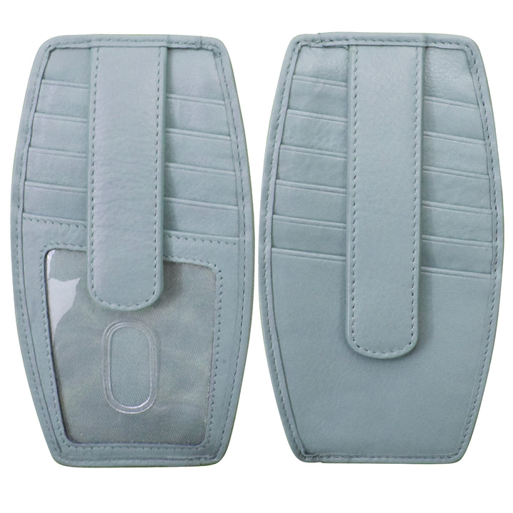 Double Sided Leather Card Holder W/Zip Pocket (7804) by ili New York