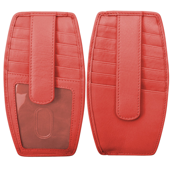 Double Sided Leather Card Holder W/Zip Pocket (7804) by ili New York