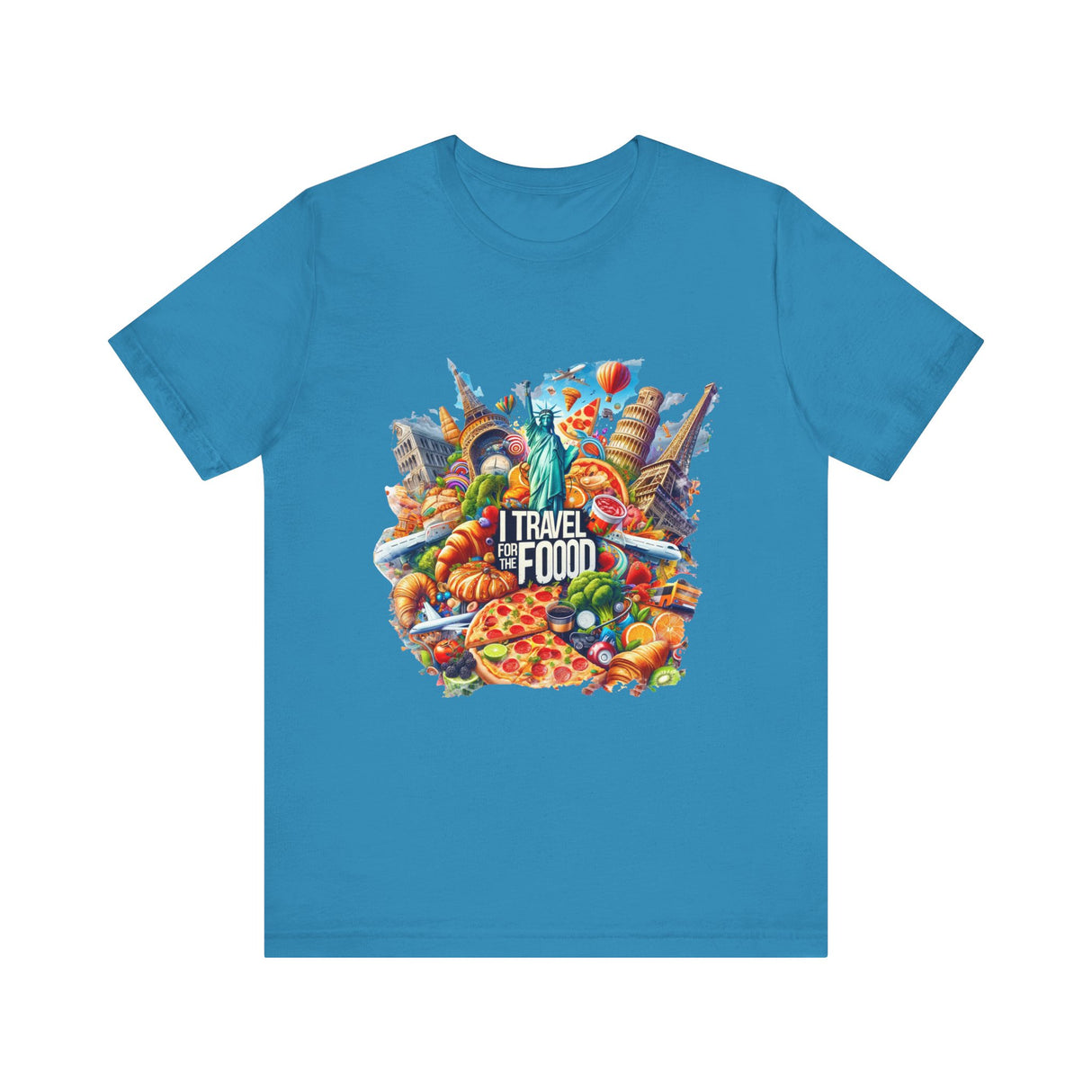 Camiseta "I Travel for The Food" a todo color