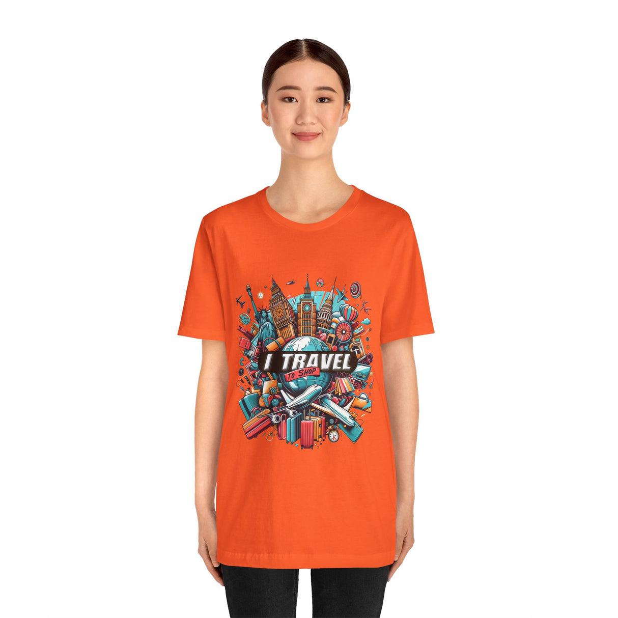 "I Travel To Shop" full color T-shirt