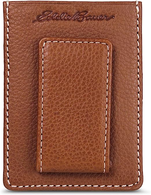 Top Stitch Magnetic Leather Card Case by Eddie Bauer