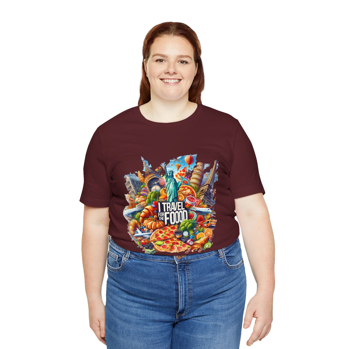 Camiseta "I Travel for The Food" a todo color