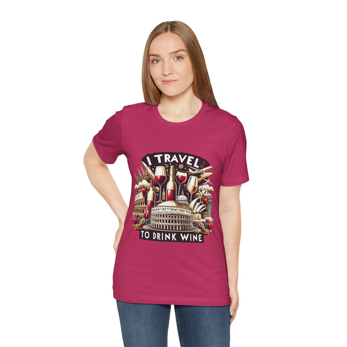 "I Travel to Drink Wine" full color T-shirt