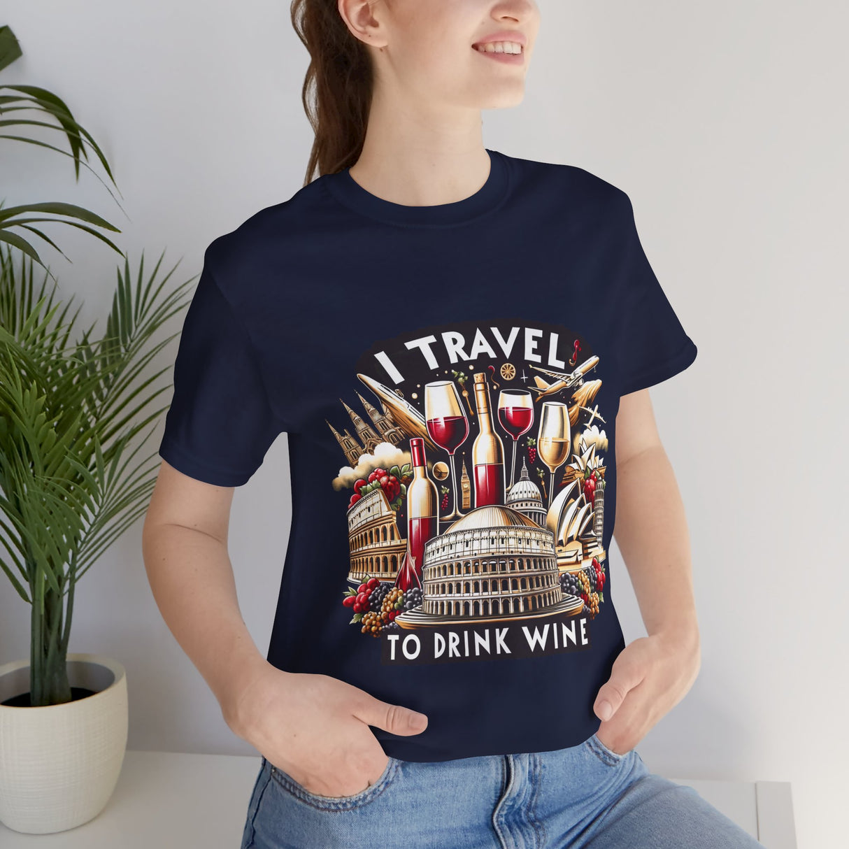 "I Travel to Drink Wine" full color T-shirt