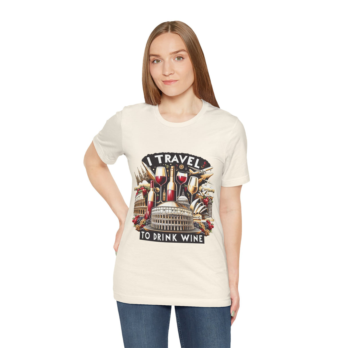 "I Travel to Drink Wine" full color T-shirt