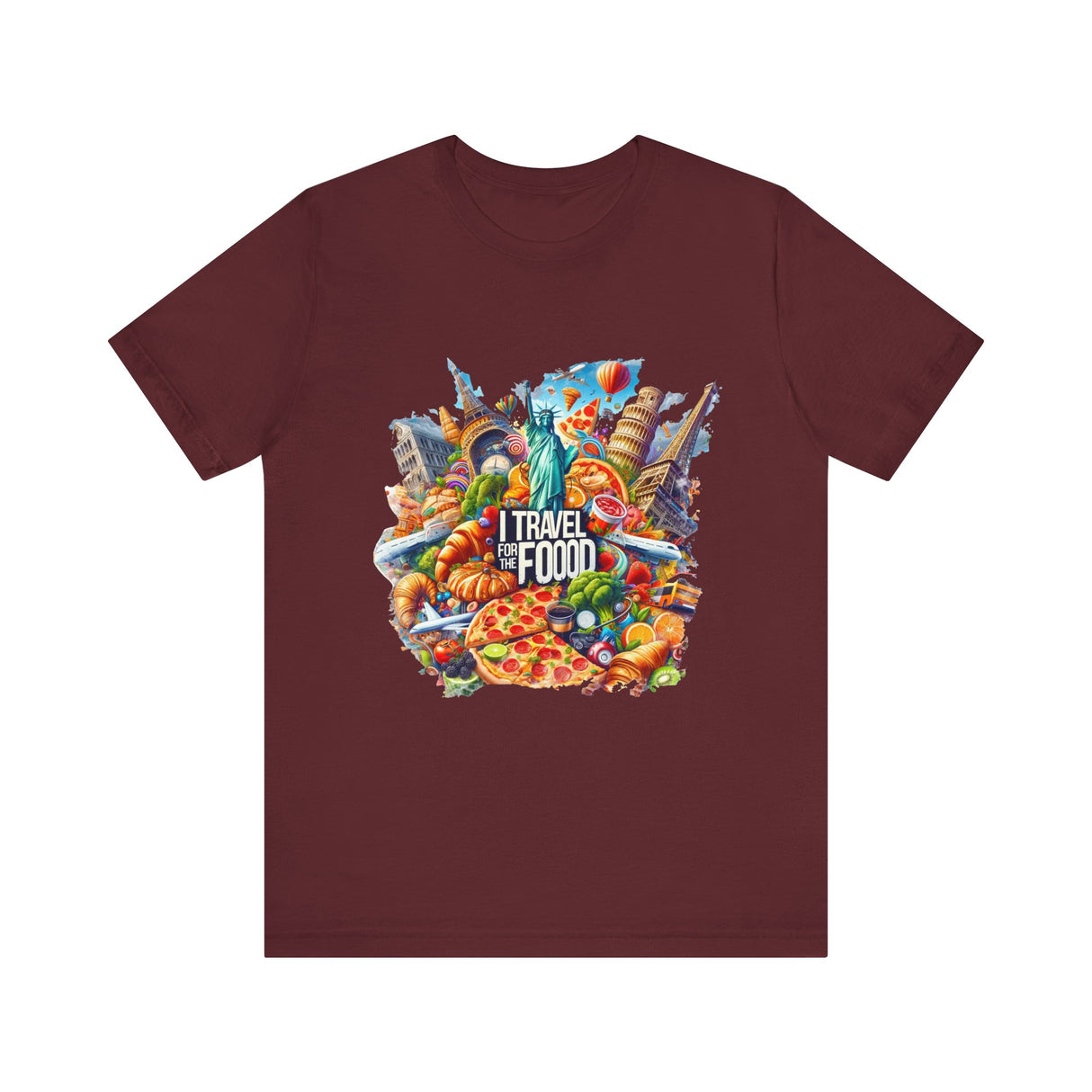 Camiseta "I Travel for The Food" a todo color