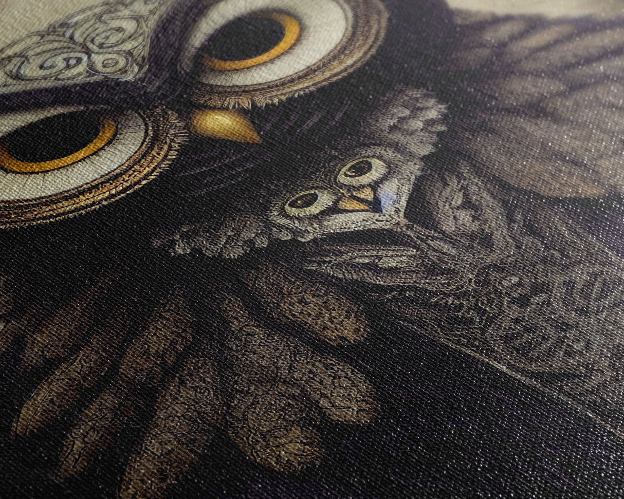 Portrait of an owl, Cool Owl art, Framed Canvas Print, Ready To Hang Framed Wall Art, Living Room Wall Hanging