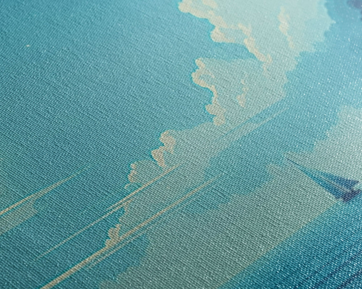 Just You, Me, and the Sea - Nautical Art - Sail Boat on the Open Ocean - Framed Canvas Print - Panoramic Art - Ultra Wide Art