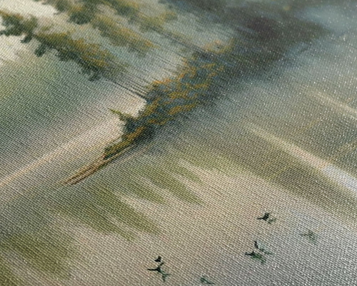 framed lake landscape art, panoramic, framed wall art, living room wall decor, framed canvas, minimalist landscape, abstract landscape art