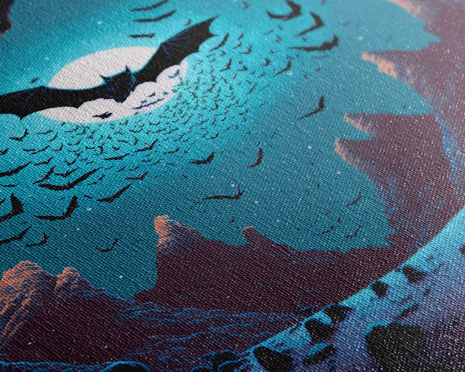 Vampire Bats, Spooky Halloween Decor, Goth Art, Framed Canvas Print