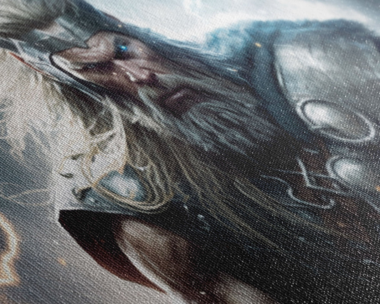 Thor Art, God of Thunder, Framed Canvas Print, Norse Mythology Art, Fantasy Art