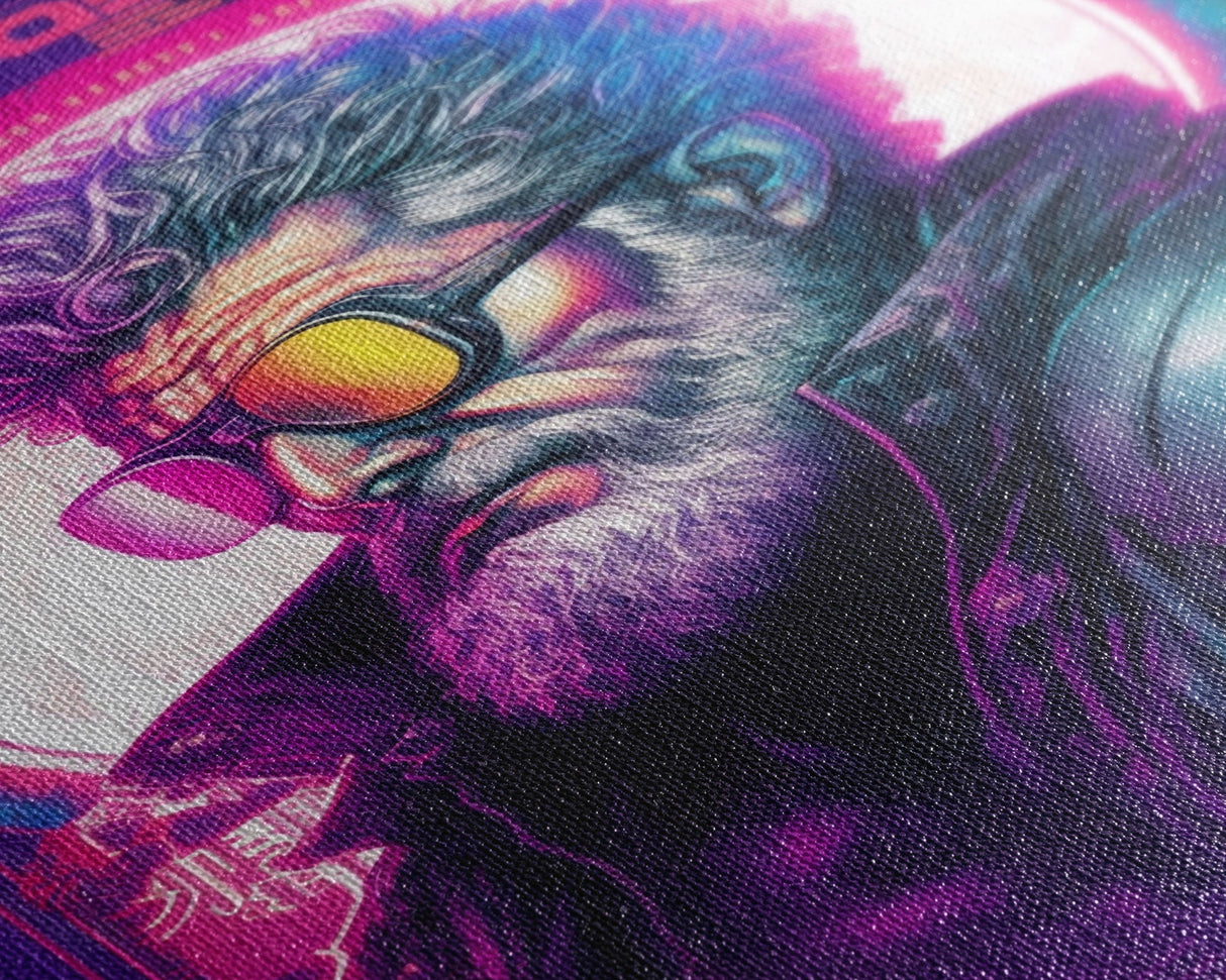 Grunge / Cyberpunk Synthwave Odin Movie Poster Art, Norse Mythology, Wall Art, Framed Canvas Print, Futuristic Portrait of Odin