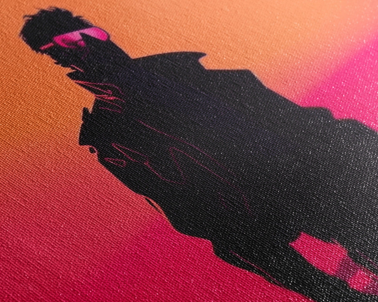 Punk Wall Art | Framed Canvas Print | Living room art | Outrun Style | Retro | Synthwave Style | Wonderful art | Warm colors | Black shadow