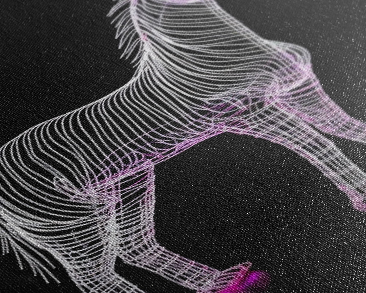 White Horse Wall Decor, Line Art, Animal Wall Art, 3D Wall Art, Minimalist Print, Wall Decor, Canvas Print, Wall Art, Framed Canvas