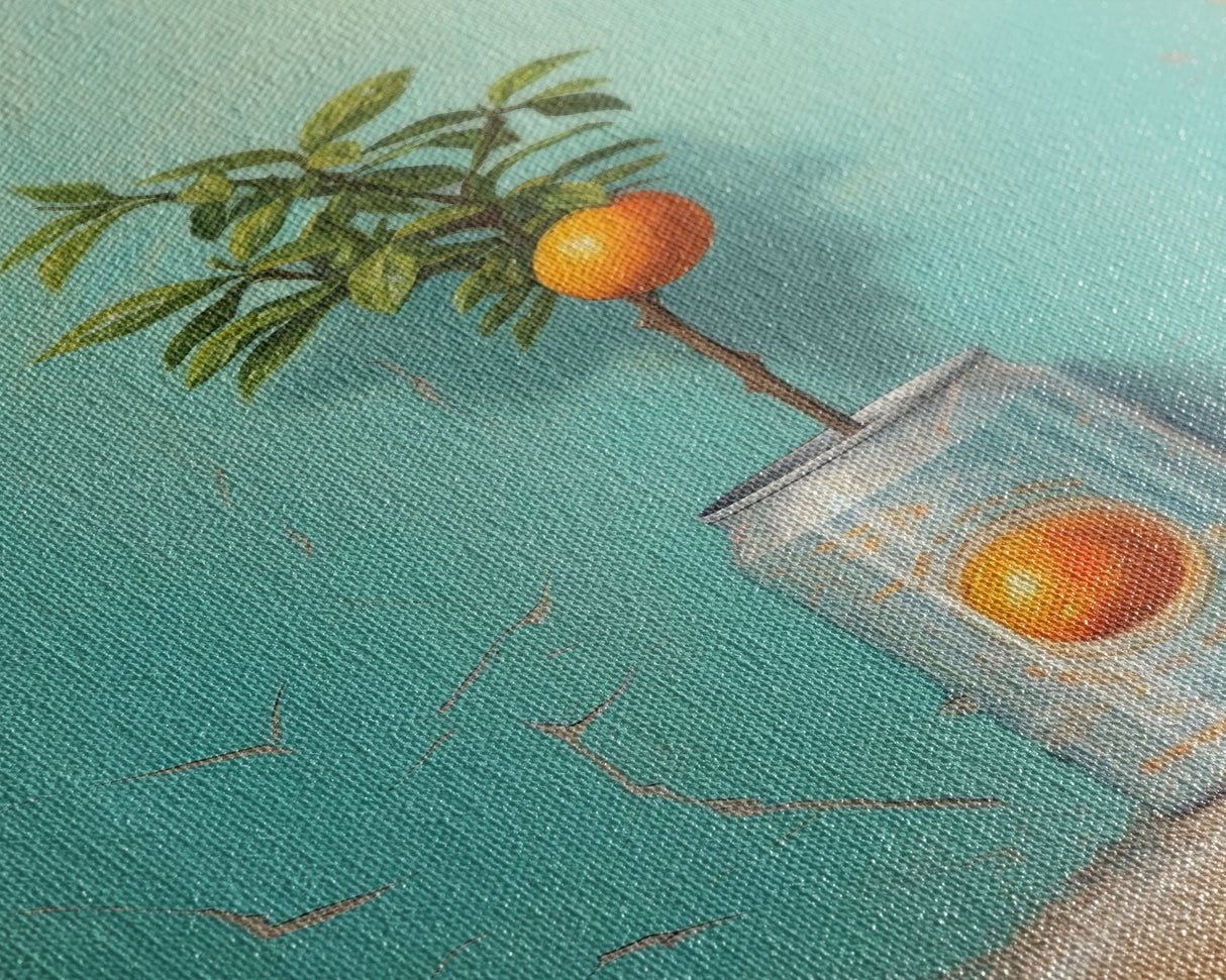 Orange Tree In Can Wall Decor, Fruit Wall Art, Kitchen Wall Art, Minimalist Wall Art, Wall Decor, Canvas Print, Wall Art, Framed Canvas Art
