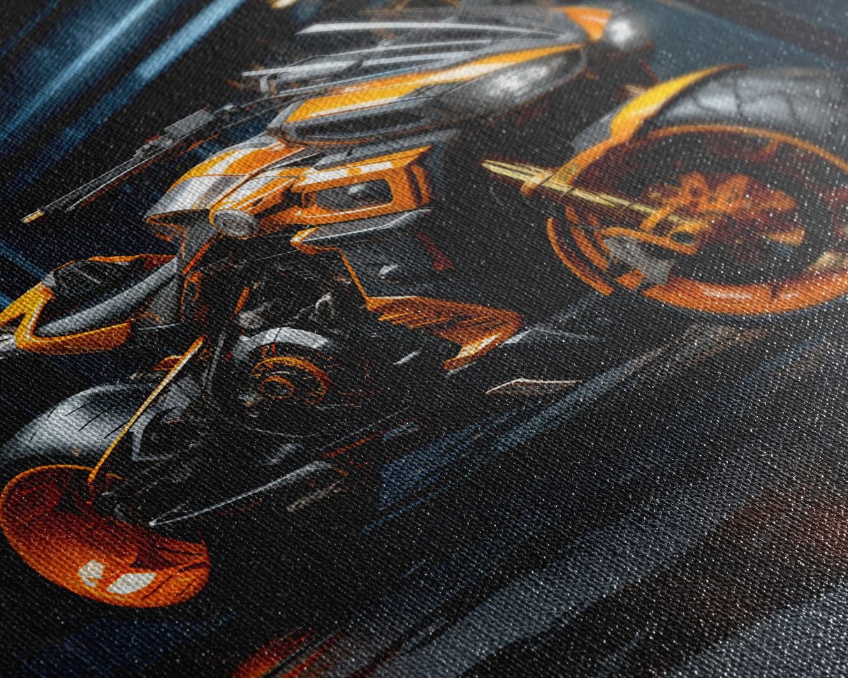 Futuristic Cyberpunk Motorcycle Concept Art, Sport Bike Canvas Print