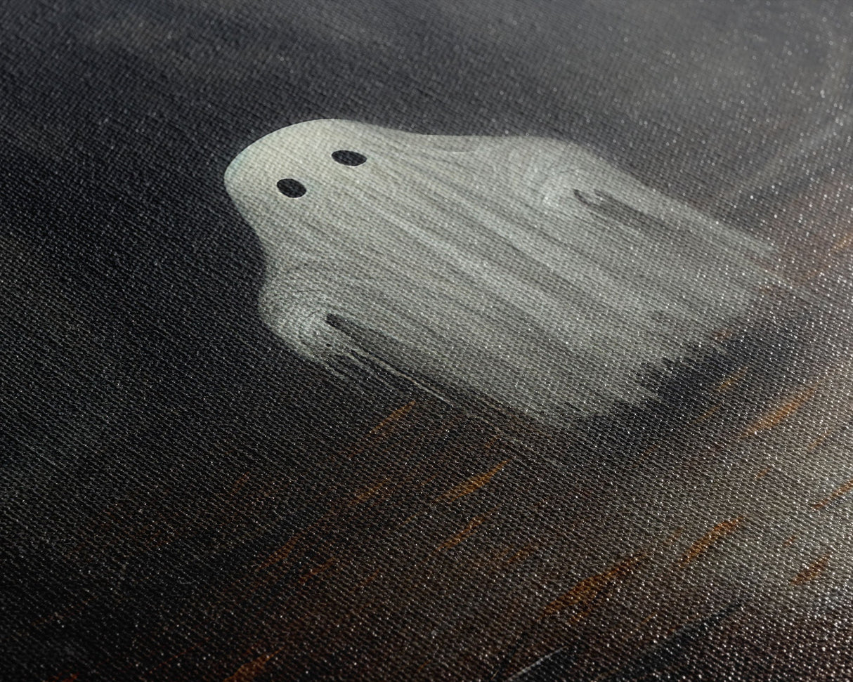 Cute Lil Boo, Ghost Print, Halloween Canvas Art, Framed Canvas Print, Funny Halloween Decor, Ghost Art, Victorian Goth Art