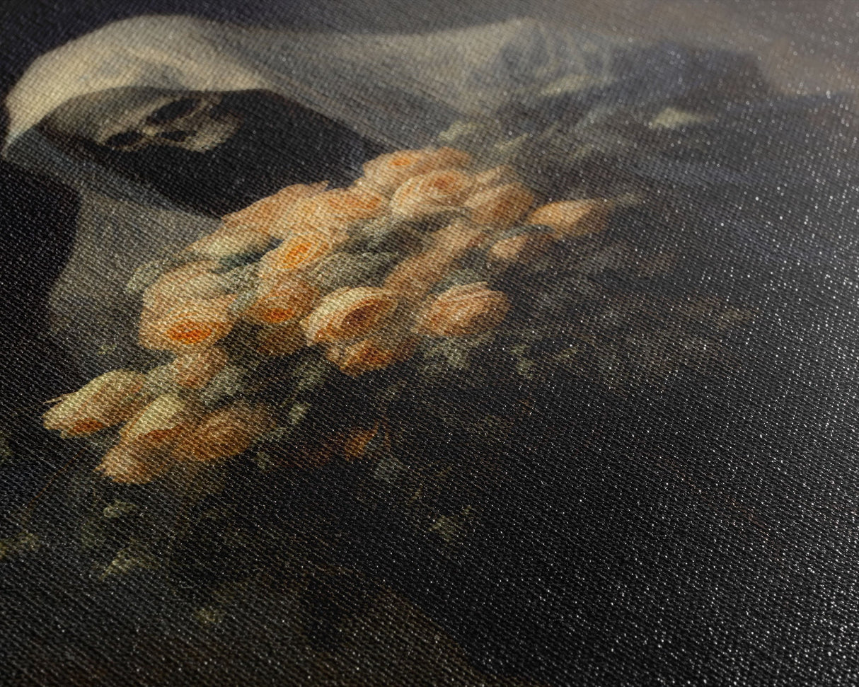 Grim Reaper, Flower Deliveryman, Gothic Halloween Decor, Framed Canvas Print, Scary Horror Art, Goth Decor, Oil Painting, Dark Academia