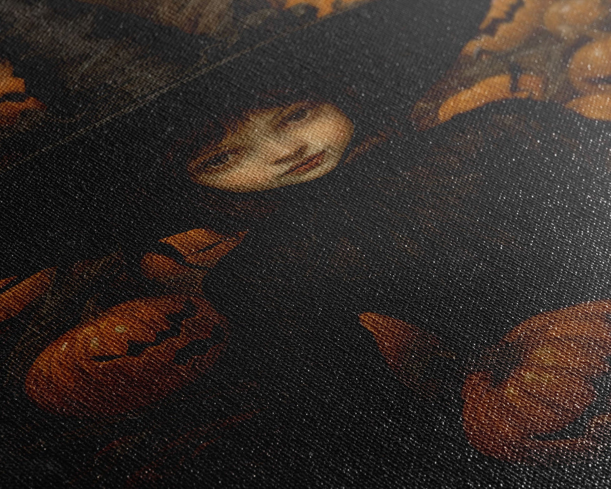 Gothic Witch Art, Framed Halloween Canvas, Canvas Print, Spooky Halloween Wall Art, Halloween Decoration, Witchy Decor Pumpkin Patch Witch