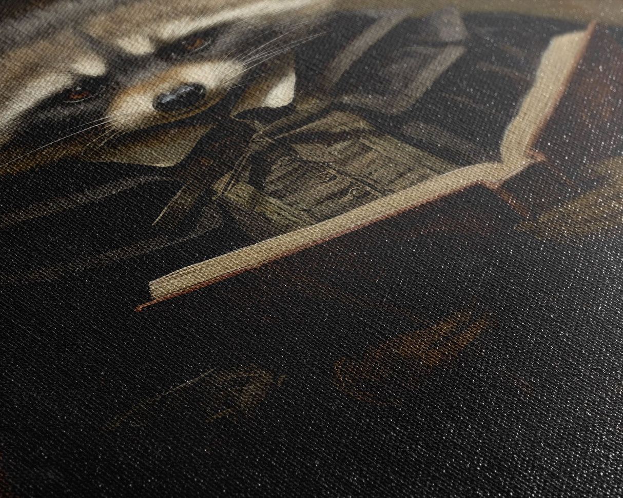 Funny Raccoon Art, Framed Canvas Print Or Poster, Funny Halloween Art, Victorian Raccoon Oil Painting Portrait, Victorian Preacher Raccoon