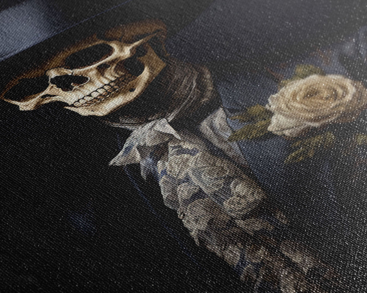 The Dapper Skeleton, Spooky Halloween Wall Art, Canvas Print, Framed Halloween Canvas Print, Dark Academia, Goth Art