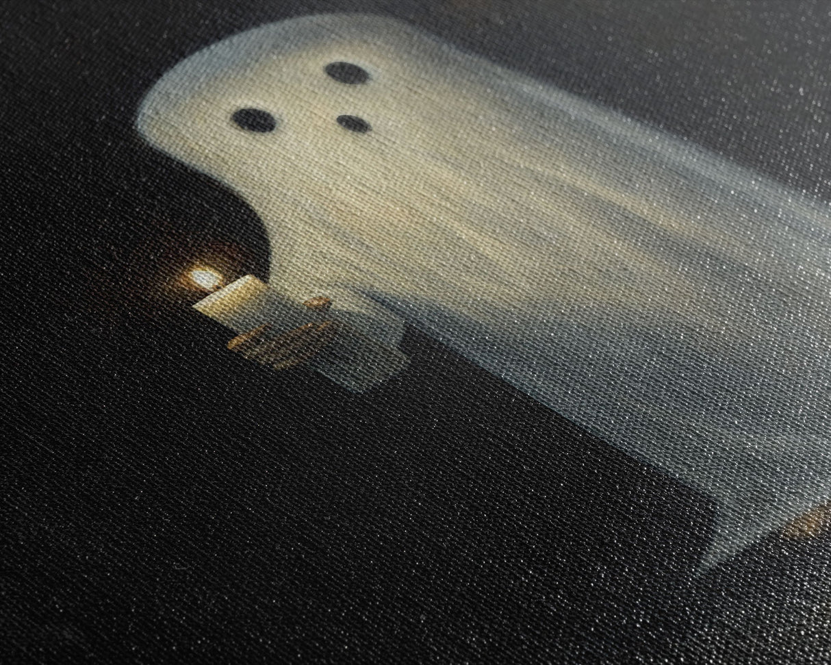 Ghost Holding A Candle Halloween Decor, Art Canvas Print, Spooky Ghost Wall Art, Fall Decor, Halloween wall decor, Funny Halloween Art