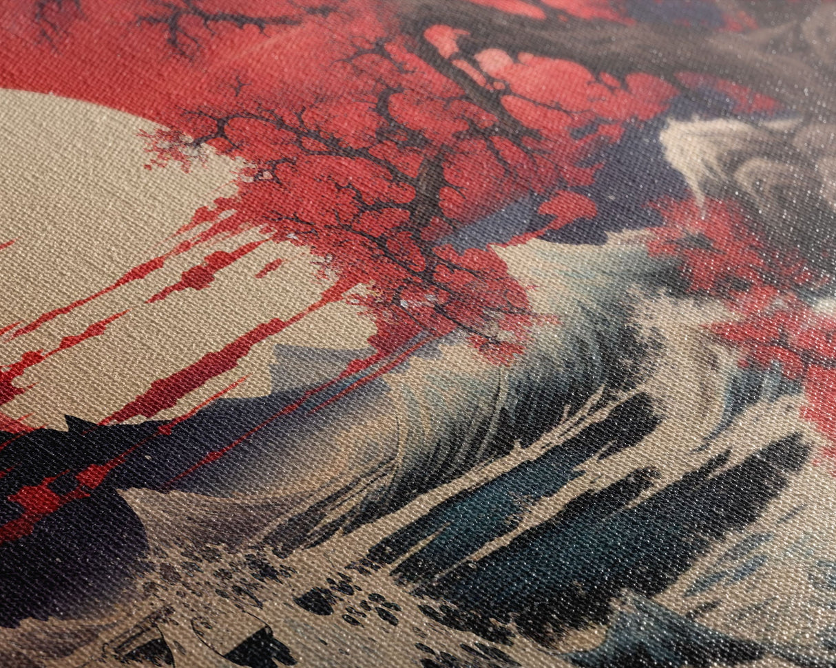 Ocean Art Print, Cherry Blossom, Asian Art, Japanese Wall Art, Canvas Print, Wall Art, 3 Piece Wall Art, Apartment Wall Decor, Room Decor