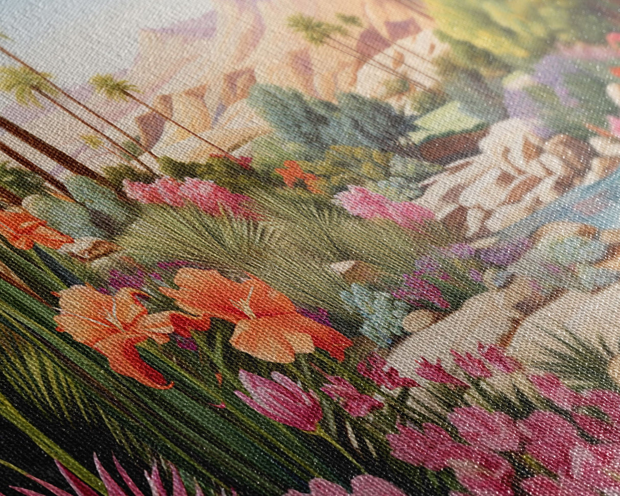 Floral Art Print, Palm Trees Art, Desert Wall Art, Mountain Art, Canvas Print, Wall Art, 3 Piece Wall Art, Gift For Coworker, Western Decor