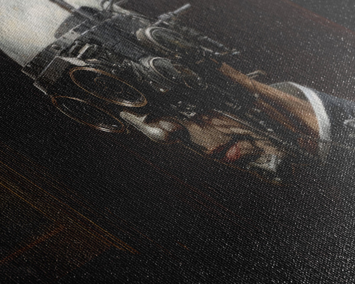 Victorian Steampunk Cyborg, Framed Canvas Print, Horror Prints, Halloween Wall Art, Halloween Themed Decor