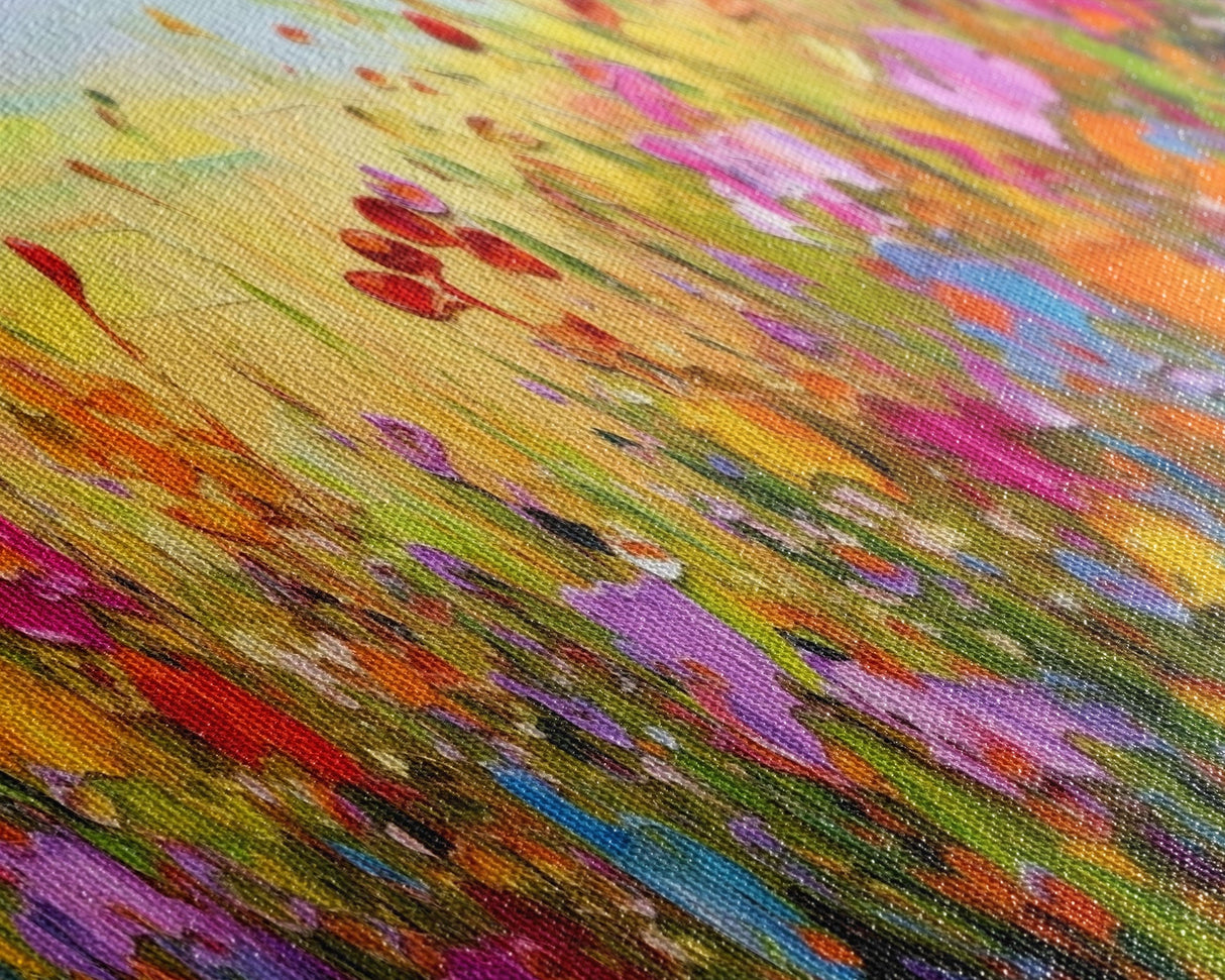 Framed Canvas Print of Original painting, Large wall art, Boho wall décor, Flower painting, Home decor, Modern art, Bedroom decor, Panoramic